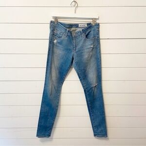AG | Light Wash The Legging Super Skinny Stretch Low Rise Distressed Jeans 29R